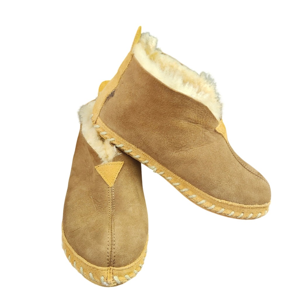 LL Bean Wicked Good Shearling Moccasins Womens 6 Brown Suede Slipper Cozy